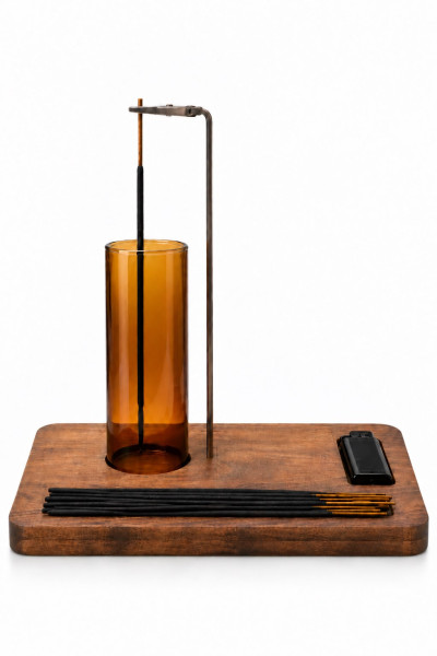 Wooden Incense Holder with Lighter
